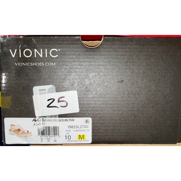 Vionic Leather Comfort Sandals, Alondra Lug, Gold Size 10 – New in Box - Picture 11 of 11